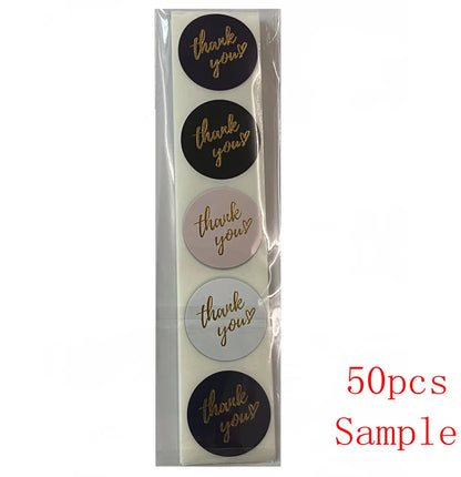 50-500pcs 1-Inch Blue Thank You Stickers – Envelope Sealing Labels for Handmade, Wedding, Gift Decoration, Stationery Supplies