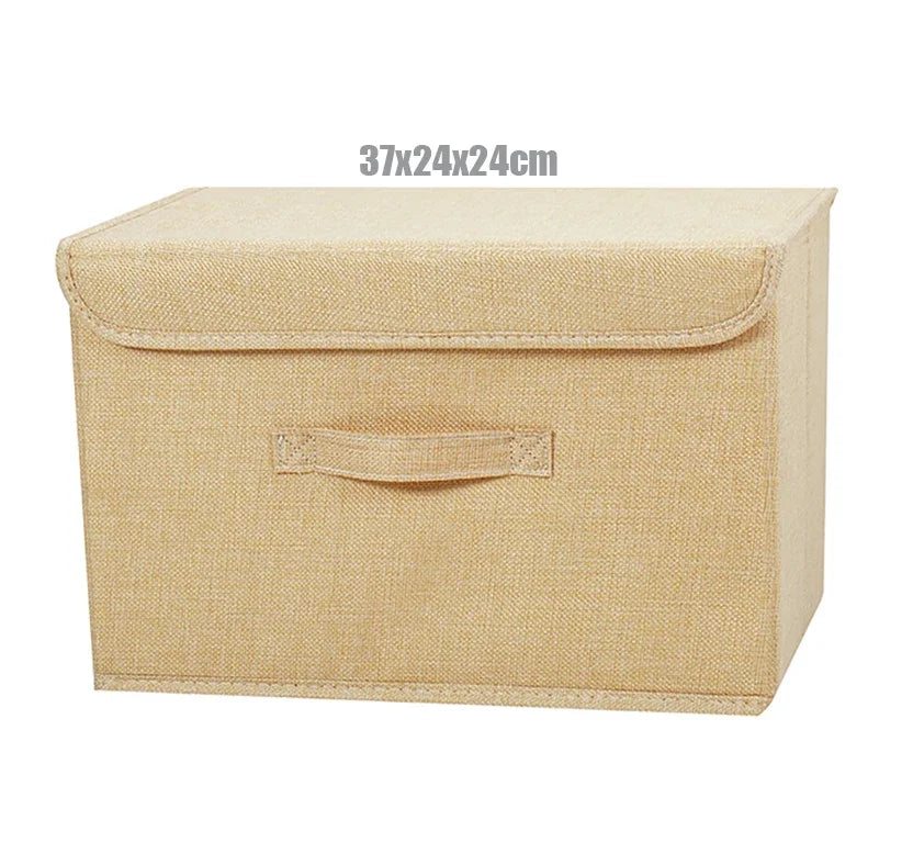 Washable Cotton Linen Folding Storage Box – CD, Toy & Laundry Organizer with Lid