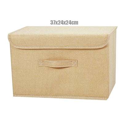 Washable Cotton Linen Folding Storage Box – CD, Toy & Laundry Organizer with Lid
