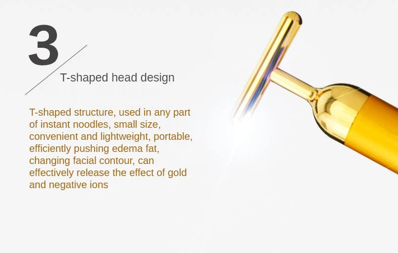 24K Gold Facial Slimming Beauty Bar – Pulse Vibrating Roller for Skin Lifting, Firming & Wrinkle Tightening