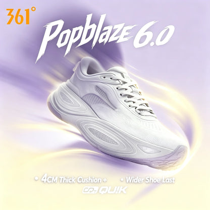 361 Degrees PopBlaze 6.0 Unisex Running Shoes - Lightweight Shock-Absorbing Wear-Resistant Sneakers
