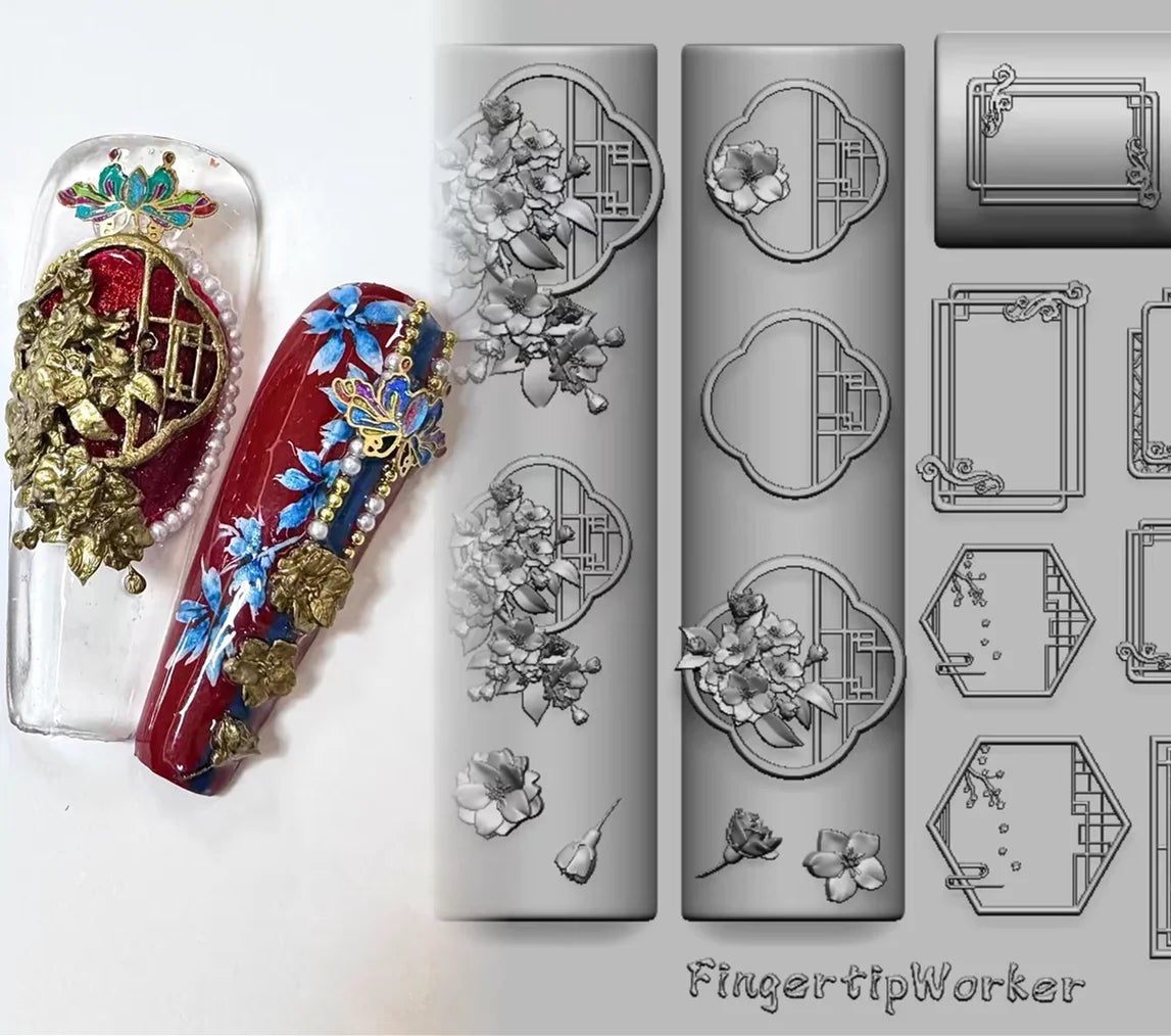 Snake Lolita Bow, Mushroom, Rose, Lotus, Bear 3D Acrylic Nail Mold - DIY Silicone Nail Decorations & Nail Art Products