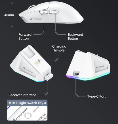 Attack Shark X11 Tri-Mode Wireless Gaming Mouse – 2.4GHz/Wired/Bluetooth PAW3311 22000DPI RGB PC Mouse 400IPS