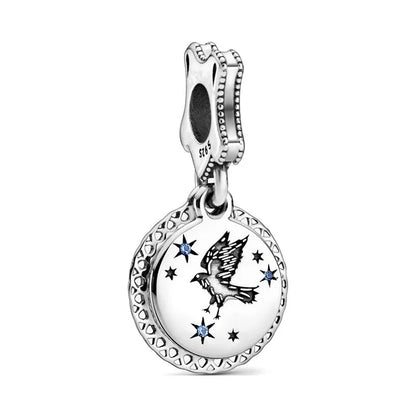 925 Sterling Silver Magic Fan Charm Beads - European Bracelet Charms with Wizard, Train, and Pigeon Designs for Collectors and Gifts