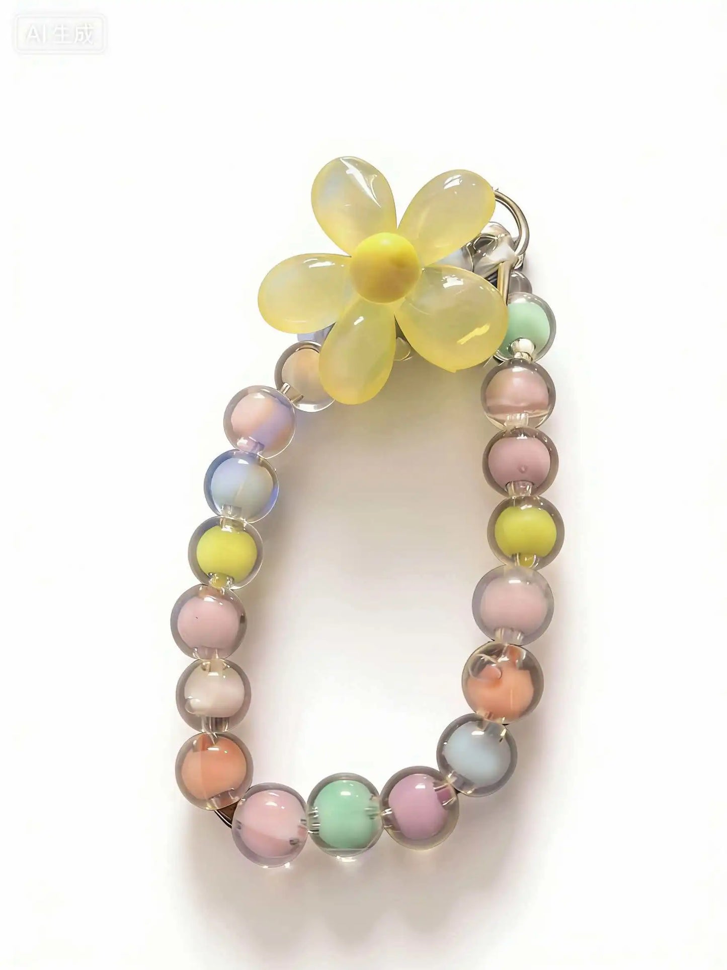 Colorful Macaron Beaded Phone Lanyard Wrist Strap – Anti-Lost Short Handheld Mobile Phone Chain Pendant for Women