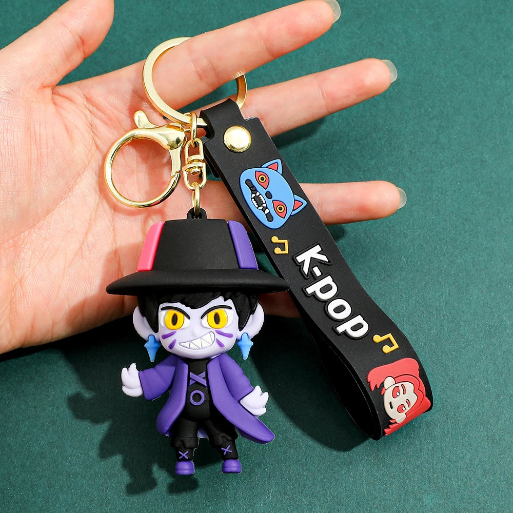 New KPOP Demon Hunters Keychain – Tiger PVC Figure, Cute Harajuku Style Key Ring for Kids & Fans