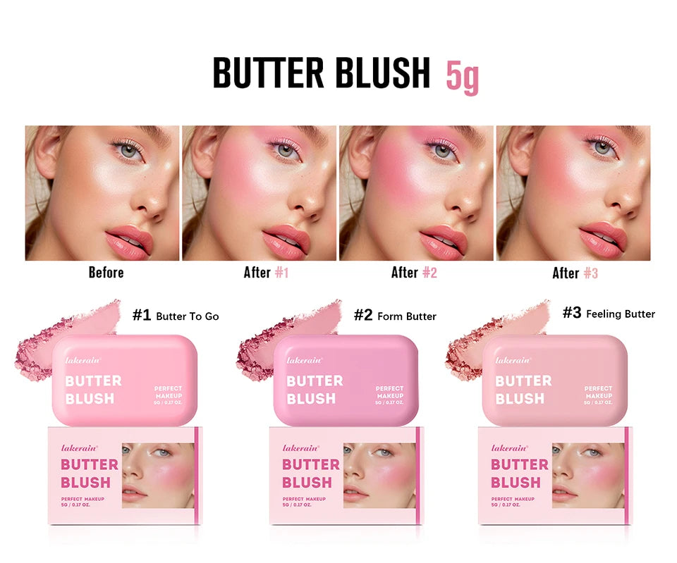 Professional Makeup Powder Blush - 12HR Wear, Vegan Formula, Pink Cream Blusher Palette for Face Cosmetics
