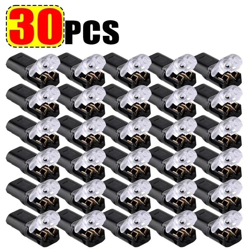 50/1PCS 2-Pin Plug-In Wire Connectors - Double-Wire Locking Buckle LED Cable Terminal Blocks