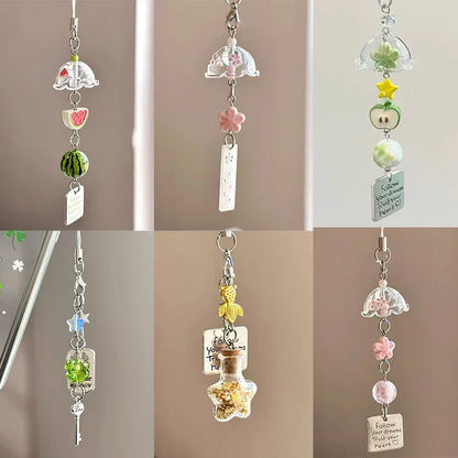 Transparent Wind Chime Keychain – Cute Kawaii Pendant for Mobile, Bag, and Home Decoration
