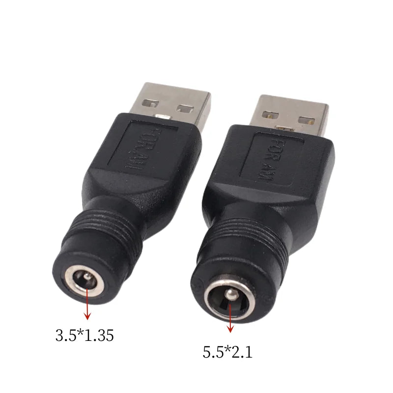 DC Female Jack to USB 2.0 Male Adapter - 5V Power Connector for 3.5×1.35mm, 4.0×1.7mm & 5.5×2.1mm Plugs