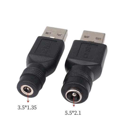 DC Female Jack to USB 2.0 Male Adapter - 5V Power Connector for 3.5×1.35mm, 4.0×1.7mm & 5.5×2.1mm Plugs