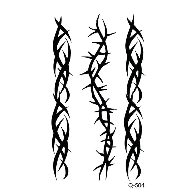 Waterproof Temporary Tattoo Stickers - Mini Black Rose, Butterfly, Arrow, Flower, Wings, Maori, and Snake Designs for Wrist and Neck