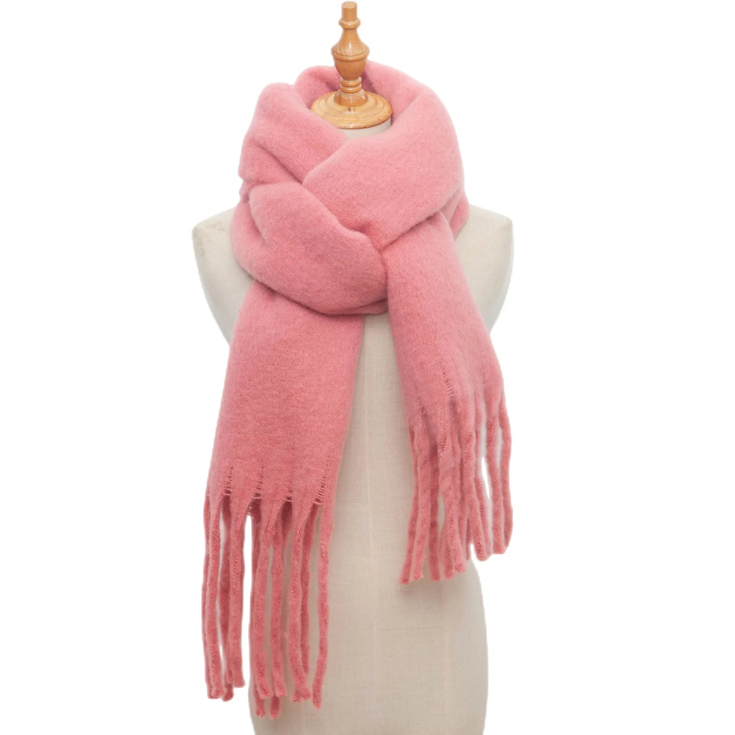 Luxury Women’s Winter Scarf – Cashmere Pashmina Shawl Wrap, Thick Soft Solid Tassel Scarf Long Stole