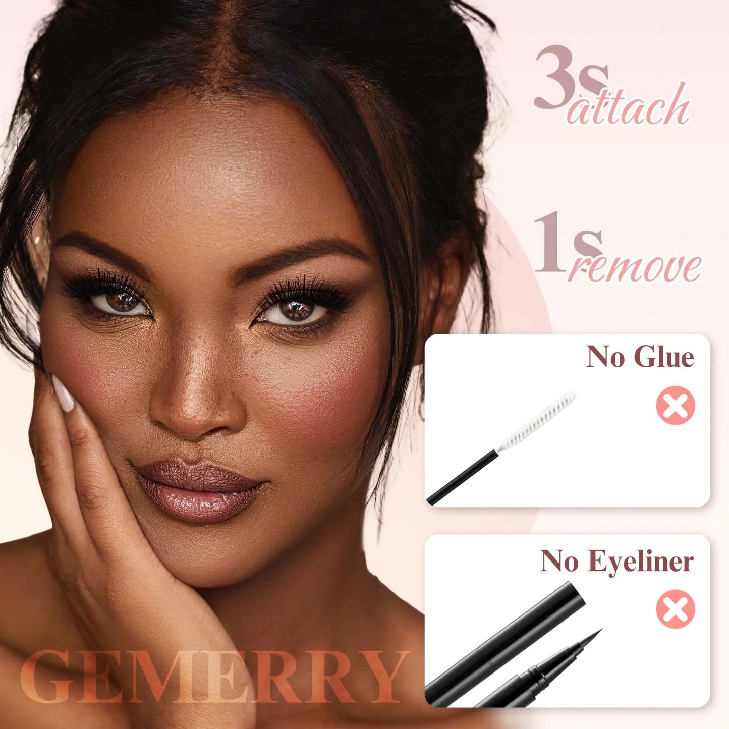 GEMERRY Magnetic Eyelashes Set with Applicator – Natural Look Reusable No Glue Soft Strip False Lashes Makeup Kit