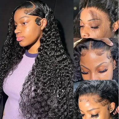 250% Density Deep Wave Lace Front Wig – 13x6 HD Water Wave Curly Frontal, Human Hair for Black Women
