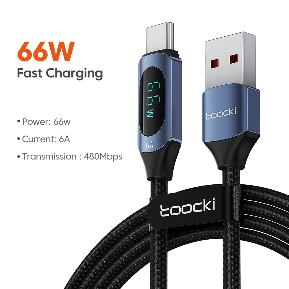 Toocki Type-C to Type-C Cable – 100W PD Fast Charging & Display Cable for Xiaomi POCO F3, Realme, MacBook, iPad