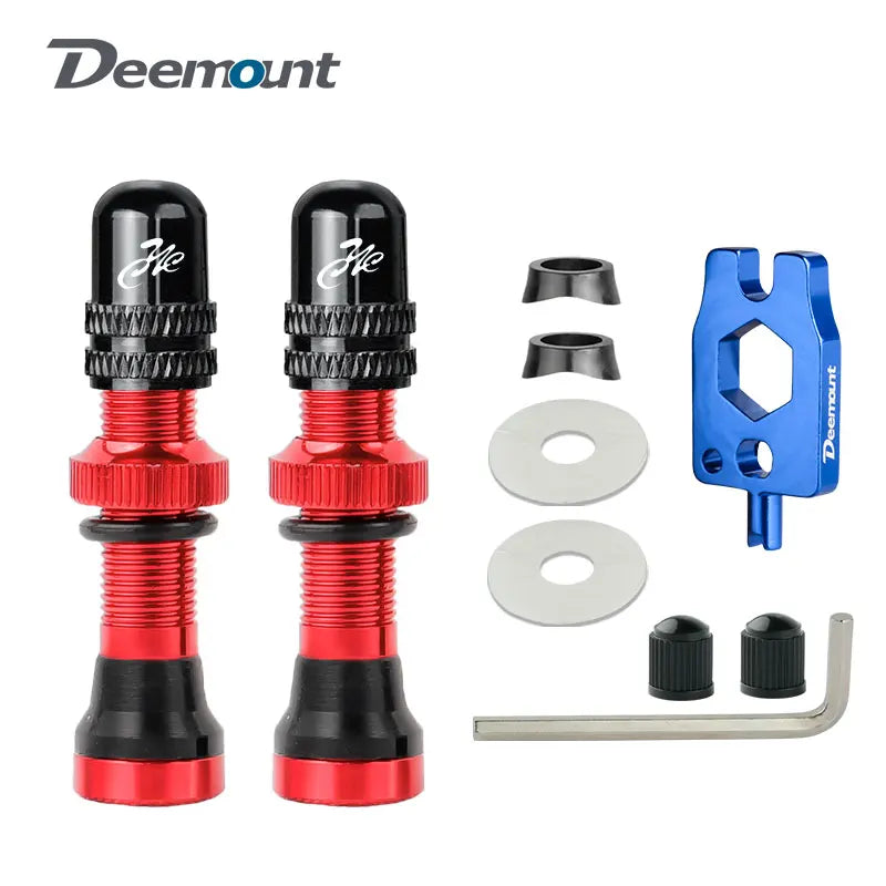 Deemount 2PCS Bicycle Tubeless Schrader Valves — Brass Core CNC Anodized MTB & Road Bike Rim Nipple