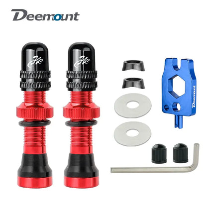 Deemount 2PCS Bicycle Tubeless Schrader Valves — Brass Core CNC Anodized MTB & Road Bike Rim Nipple