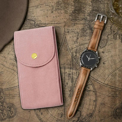 Portable Velvet Watch Bag – Shockproof Jewelry Pouch with Press Button Snap Design for Gift & Storage