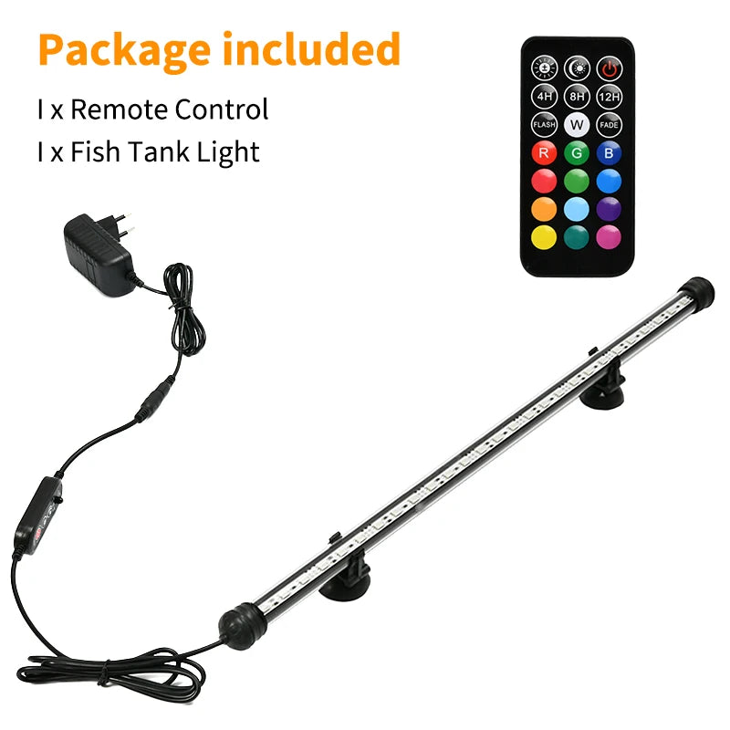21 LED Aquarium Light with Remote Control - RGB Diving Lamp for Fish Tanks & Plant Growth - EU Plug