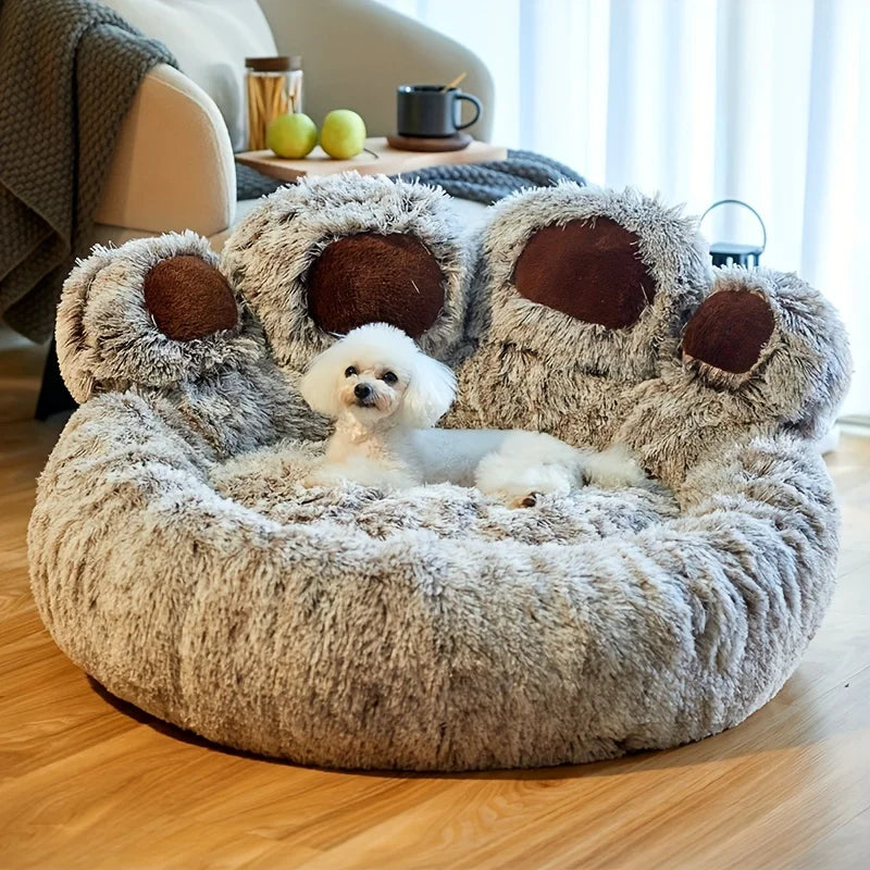 Cute Bear Paw Shape Pet Bed – Soft Fluffy Dog & Cat Sofa Cushion Sleeping Bed for Small, Medium & Large Pets Comfortable Cozy Pet Mattress