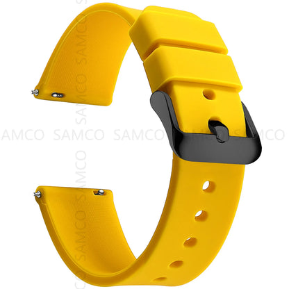 Silicone Quick Release Watch Bands 14–24mm for Samsung Galaxy, Garmin & Huawei - Soft Rubber Replacement Watch Straps