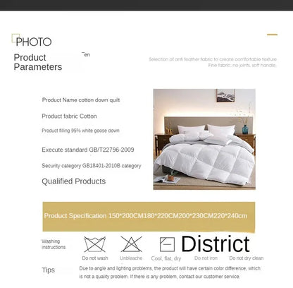 95% White Goose Down Duvet – Five-Star Hotel Quality, Warm Double or Single Goose Down Comforter