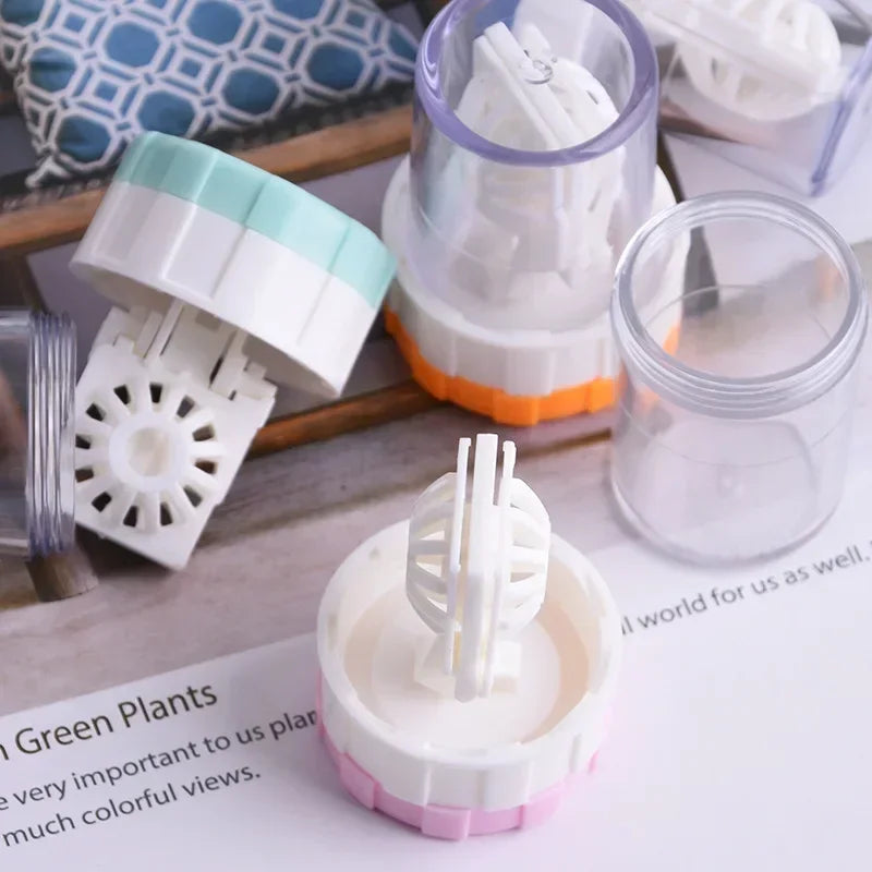 Manual Rotary Contact Lens Cleaner Case – Portable Lens Washing Tool & Storage Container Holder