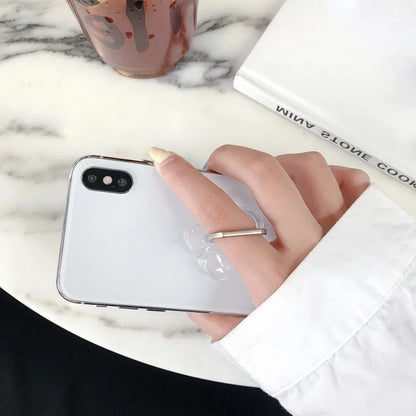 360° Rotating Finger Ring Transparent Phone Holder Stand – Clear Finger Grip Kickstand Compatible with iPhone Cases for Secure Hands-Free Viewing