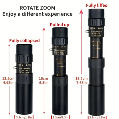 Professional HD 10–300x Zoom Monocular Telescope – Long Range Portable Scope for Outdoor Adventures & Wildlife Viewing