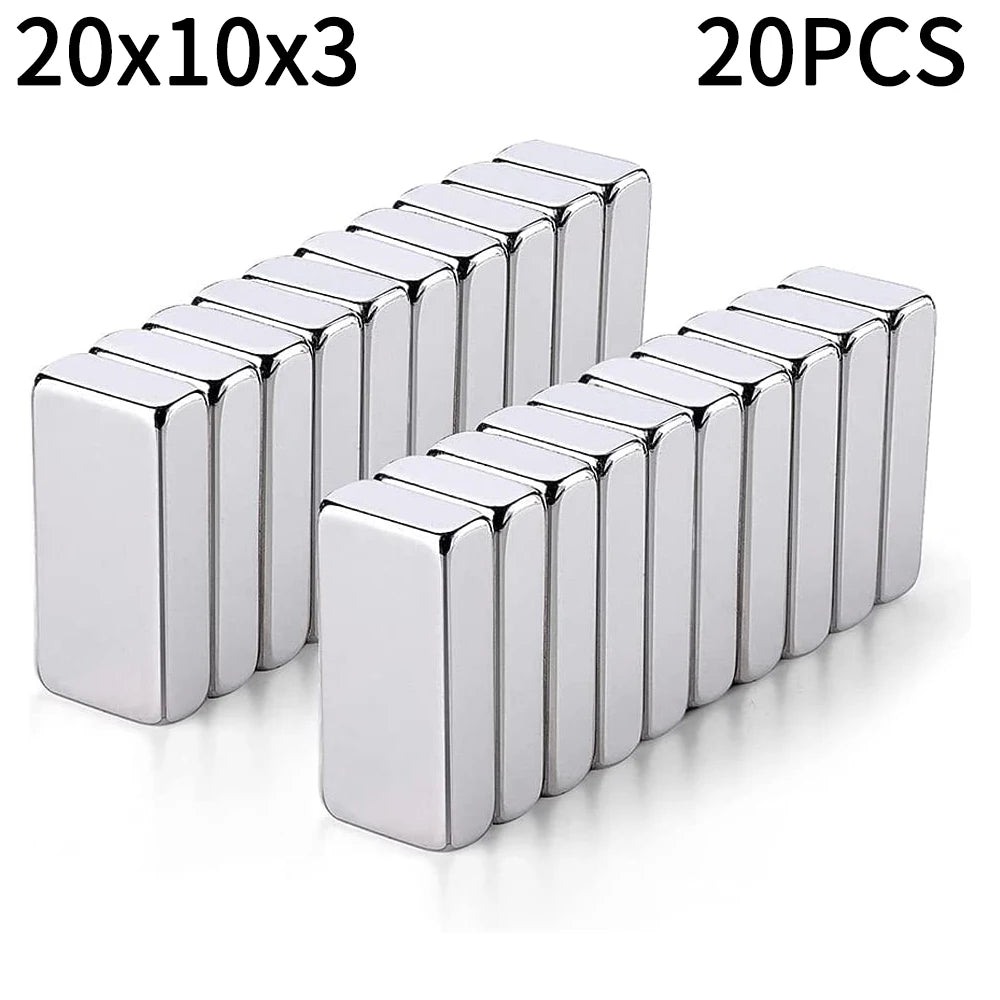 Super Strong Square Block Magnets Set - 20-100 PCS Powerful Neodymium Magnets for DIY & Refrigerator Use