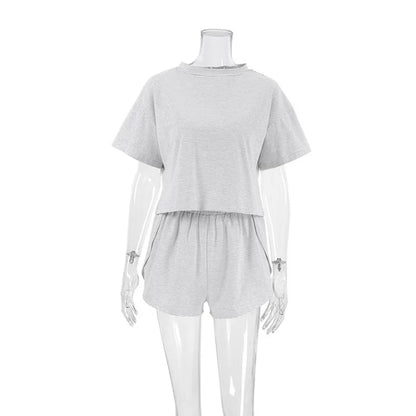 Women's Stripe 2-Piece Pajamas Set – Short Sleeve Top & Shorts Casual Sleepwear