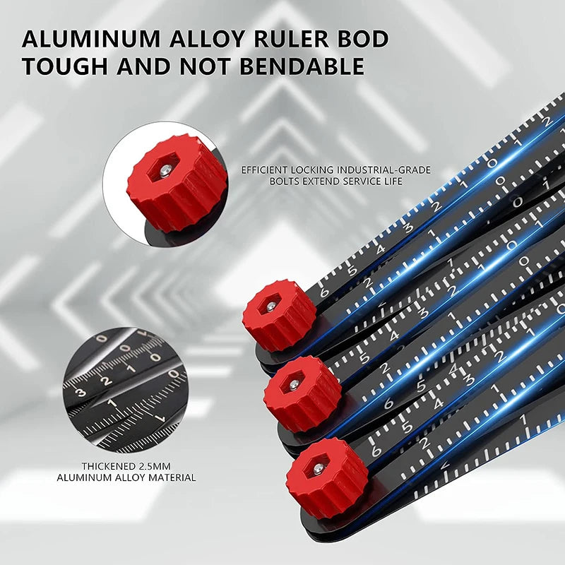 Aluminum Alloy Folding Ruler: Multi-Functional Measuring Ruler for Tile Positioning and DIY Projects - Available in 4/6/9/12 Inches