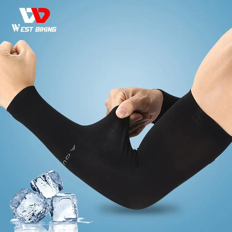 WEST BIKING Ice Silk Sports Arm Sleeves: Sun UV Protection for Cycling, Running, Gym - Cool Summer Arm Sleeves for Outdoor Travel & Fitness