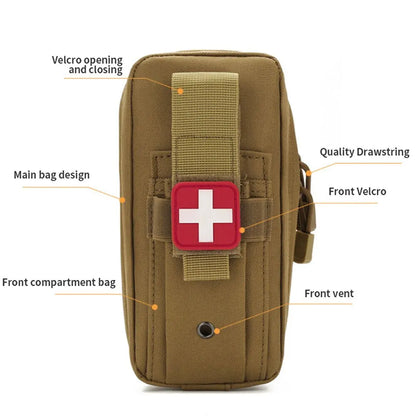 Outdoor Tactical First Aid Kit - Medical EDC Pouch with Tourniquet, Scissors & Survival Essentials - Military-Grade Waist Bag for Emergency Preparedness