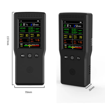 9-in-1 Air Quality Detector – Digital LCD Monitor for PM2.5, PM10, HCHO, TVOC, CO, CO2, AQI, Temperature, and Humidity