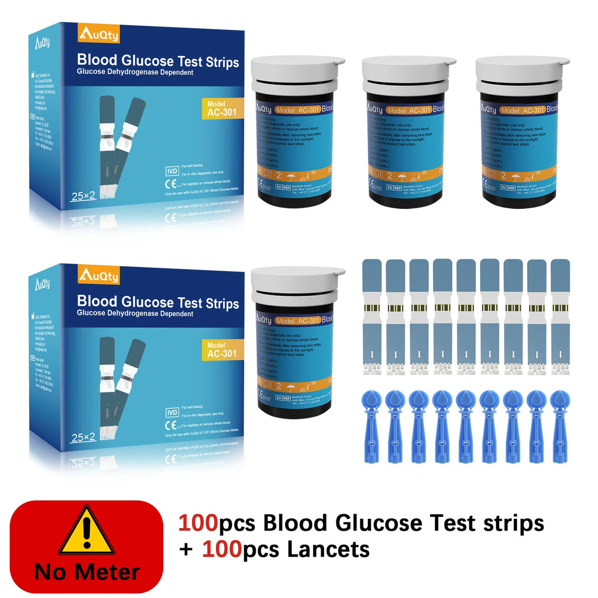 Blood Glucose Meter Kit - Digital Diabetes Monitor with Individually Wrapped Test Strips and Fast Results