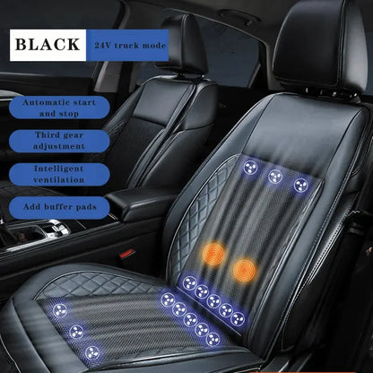 12/24V Car & Home Ventilation Massage Seat Cushion — Breathable Cooling & Heated Massage Pad