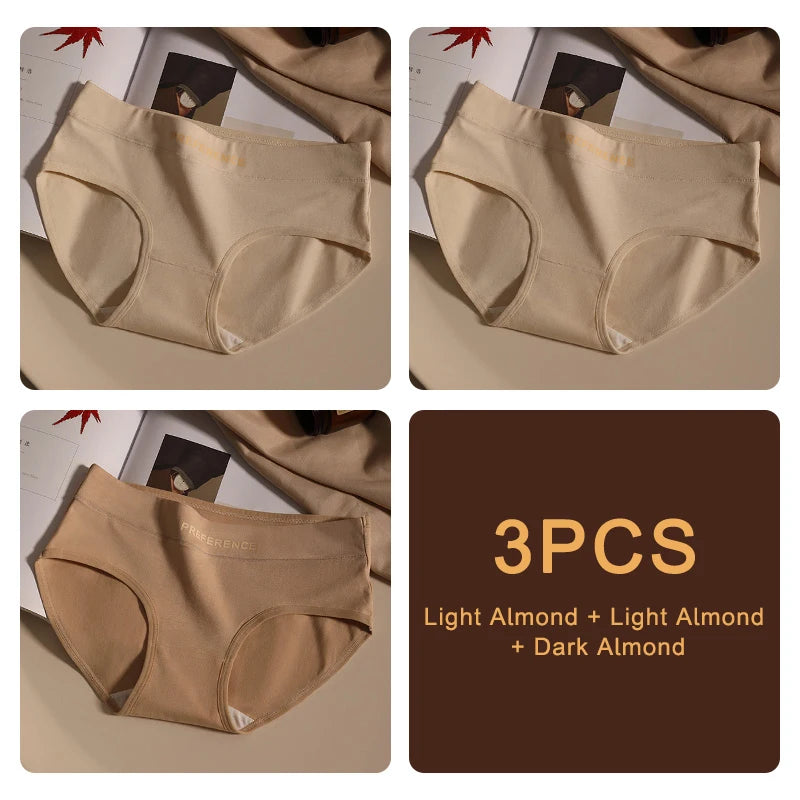 3PCS Seamless Women's Cotton Panties – Soft, Breathable, Large Size Sports Underwear Set