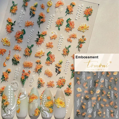 Floral Nail Art Stickers - White Rose Lily Daisy Peony Cherry Blossom & Magnolia Manicure Decals for DIY Nails