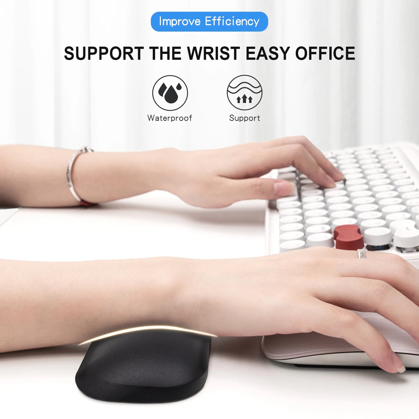 EXCO Ergonomic Silicone Mouse Wrist Rest – Leather Surface Cushion for Computer, Laptop, Office & Gaming Pain Relief