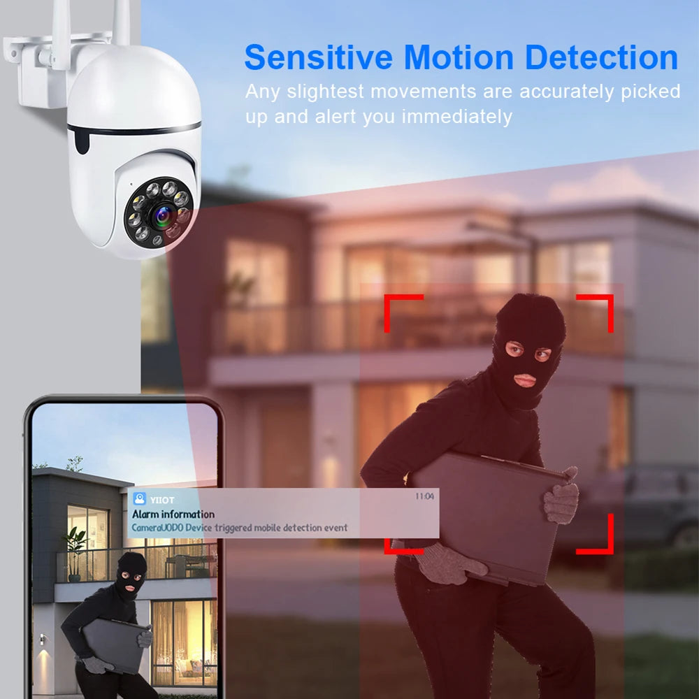 1080P IP WiFi Outdoor CCTV Camera, 4X Zoom, AI Human Detection, HD Color Night Vision, IP66 Waterproof