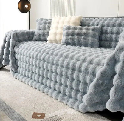 Luxury Rabbit Plush Throw Blanket - Super Soft Thick Fluffy Velvet Sofa Cover for Winter