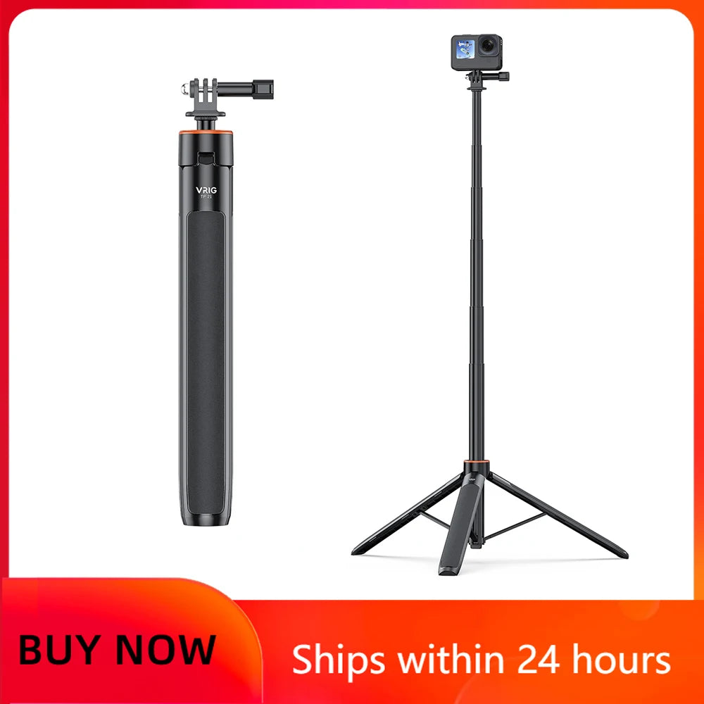 1.38M Selfie Stick Tripod – Adjustable Extension Holder for DJI Action 4, Pocket 3, GoPro, Insta360, DSLR & Phone Photography