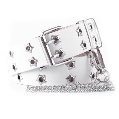 Women's Y2K Double-Hole Punk Belt - Adjustable Unisex Hip Hop Rock Style Punch-Free Waist Belt