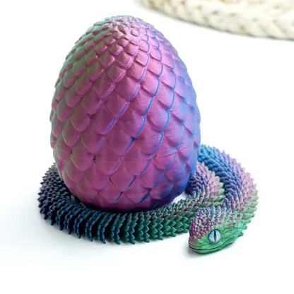 4PCS 3D Printed Articulated Snake Surprise Egg Set – Flexible Joint Fidget Decoration Gift for 3D Printing Fans