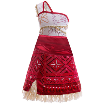 Girls Moana 2 Dress - Halloween Party Adventure Costume, Princess Fancy Clothes, Vaiana with Pet Pig Outfit