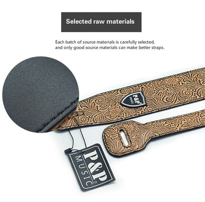 Vintage 2.5 Inch Guitar Strap - Adjustable Soft Embroidered Belt for Classical & Bass Guitars, Music Accessories