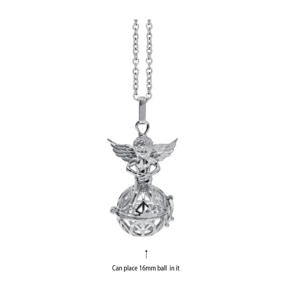 Vintage Mexico Angel Ball Chime Necklace – Antique Locket Aromatherapy Essential Oil Diffuser