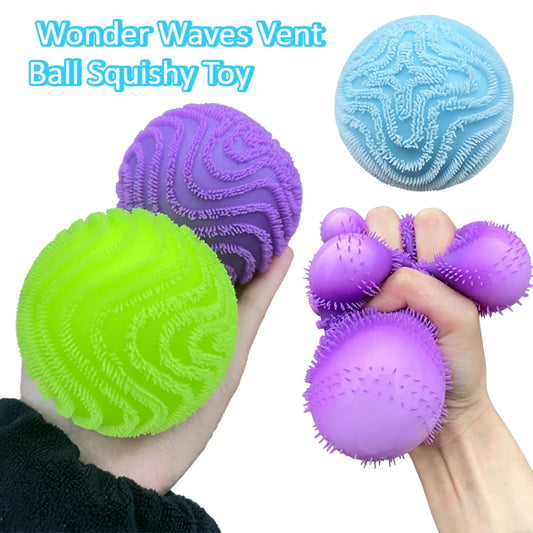 Fuzz Ball Squishy Vent Ball Fidget Toy – Textured Stress Relief Anti-Anxiety Squeeze Toy for Adults